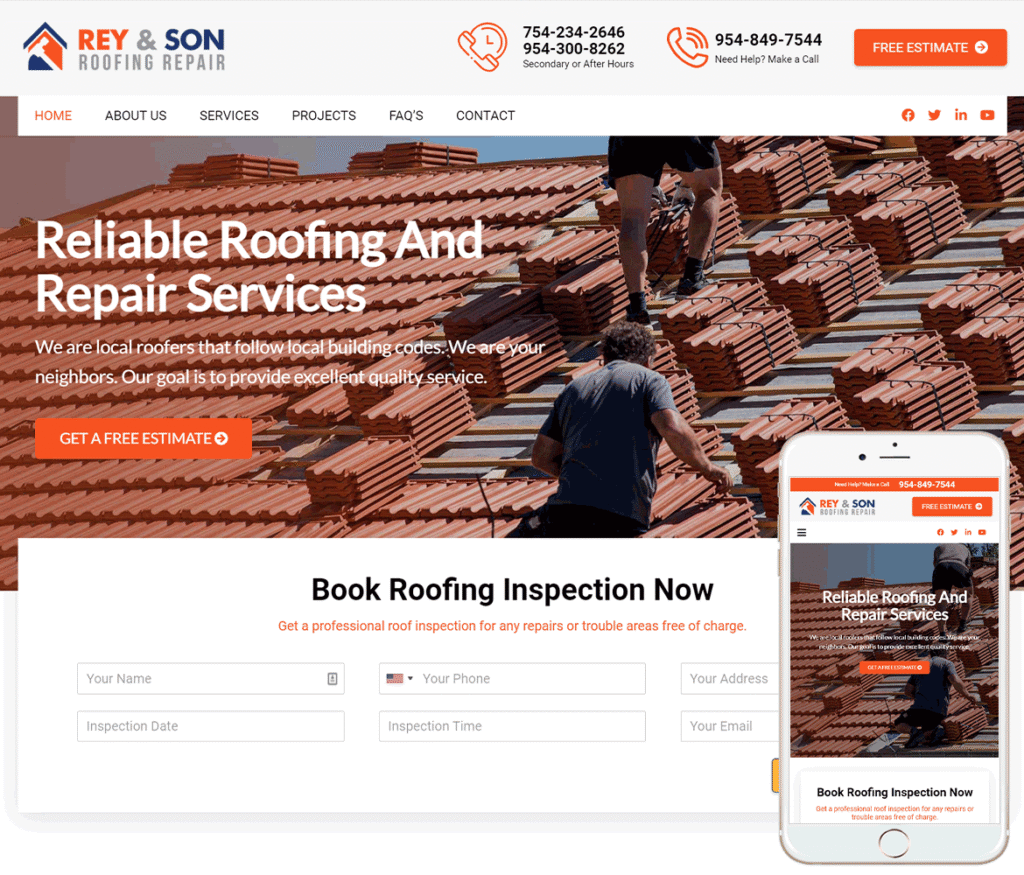 Roofing contractor site