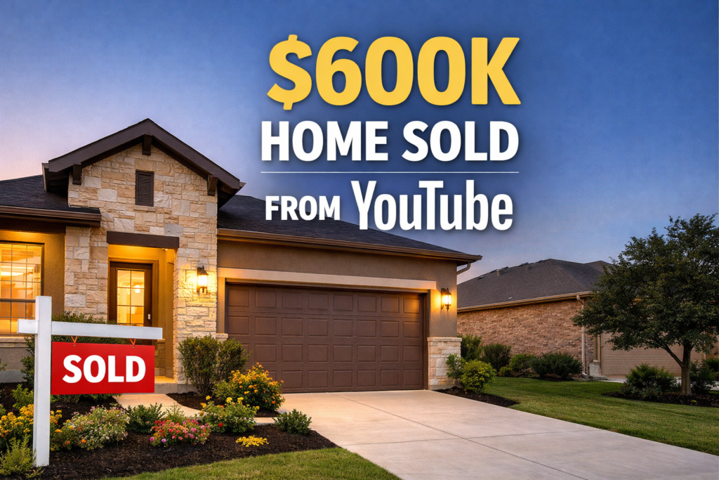 San Antonio home with sold sign representing a $600K home sale generated from YouTube real estate marketing
