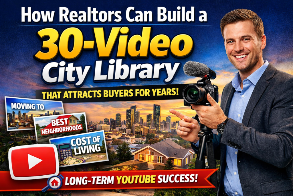 Realtor building a YouTube city video library to attract relocation buyers and generate real estate leads