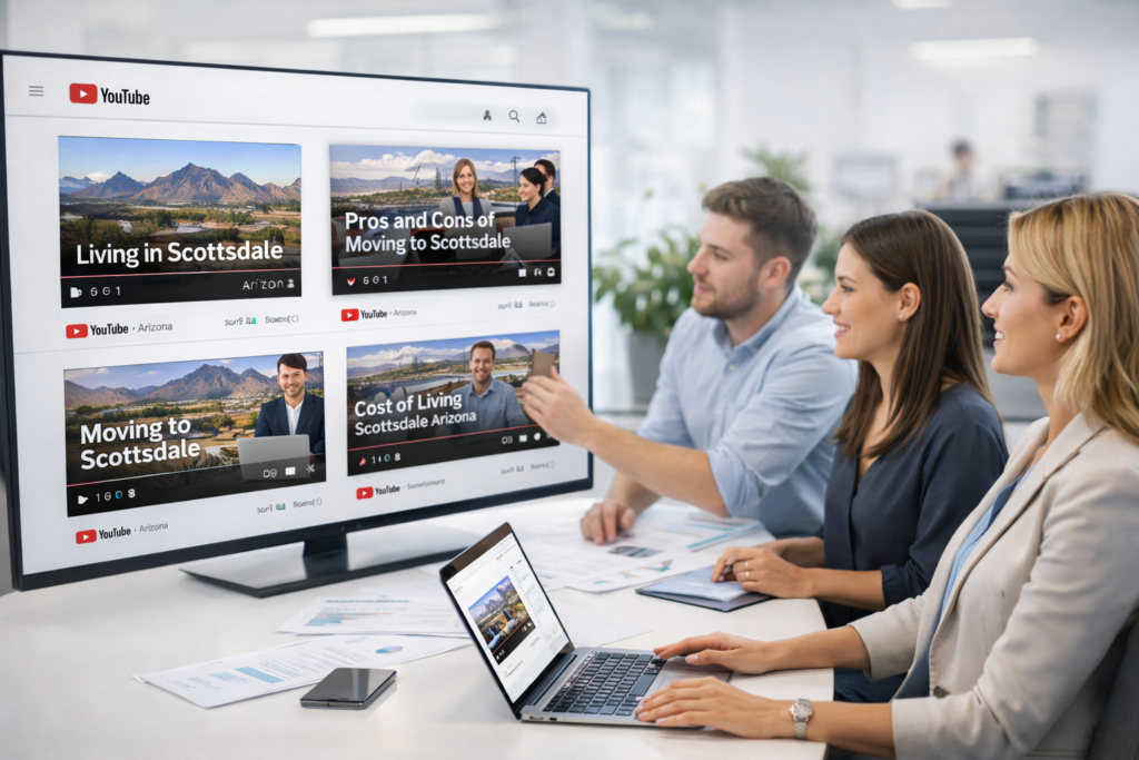 YouTube marketing service helping a real estate agent plan city videos for relocation buyers